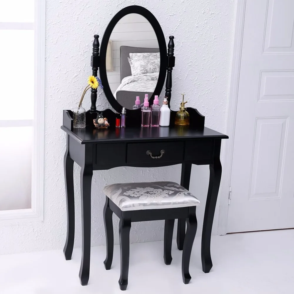 White MDF Dresser Luxury Modern Wood Vanity Make Up Table With Mirror