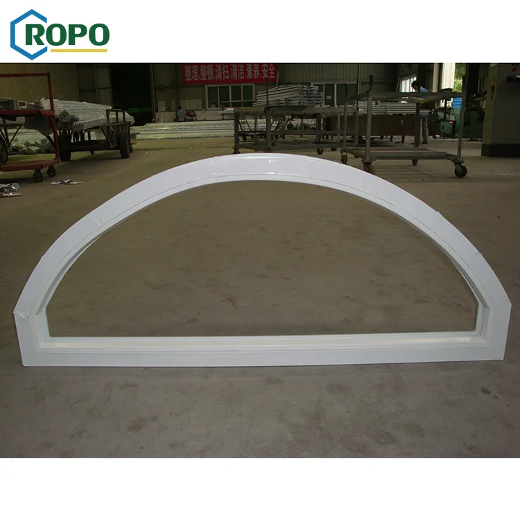 10 Year Warranty UPVC Fix Half Frost Glass Arch Window Decoration With Grid
