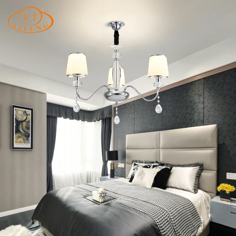 
E14 LED Restaurant Lights K9 Crystal Glass Lampshade European Style Hall Chandelier and Pendants Light Home Decorate Lamp 