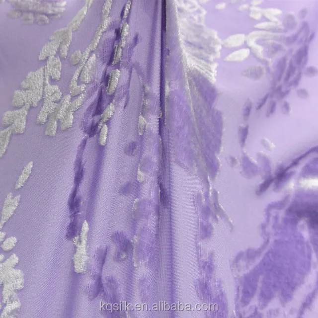 High-end plain dyed/solid stretch burnout silk&rayon/viscose velvet fabric