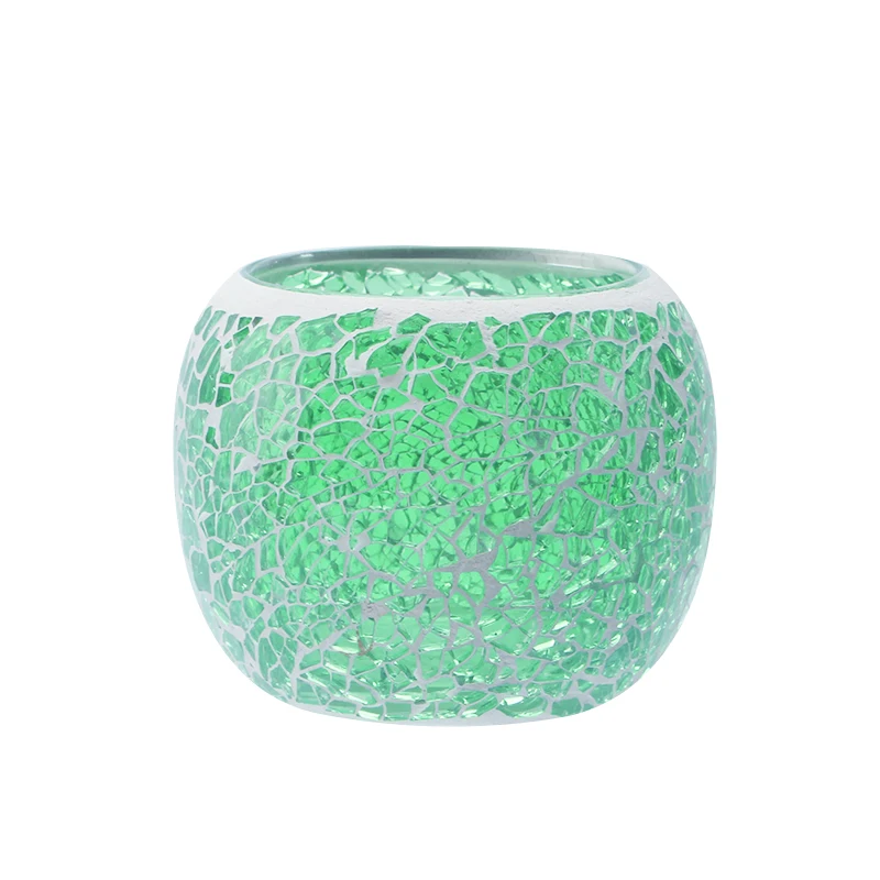 Mescente  wholesale  crackle glass candle holder  modern custom luxury fancy decorating glass candle holders containers