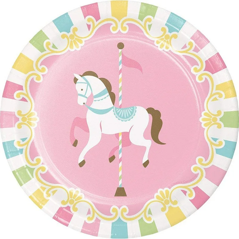 
Disposable 7-inch Diy Paper Dishes Carton Unicorn Round 9-inch Paper Plate for Baby Shower Birthday Party and Wedding 