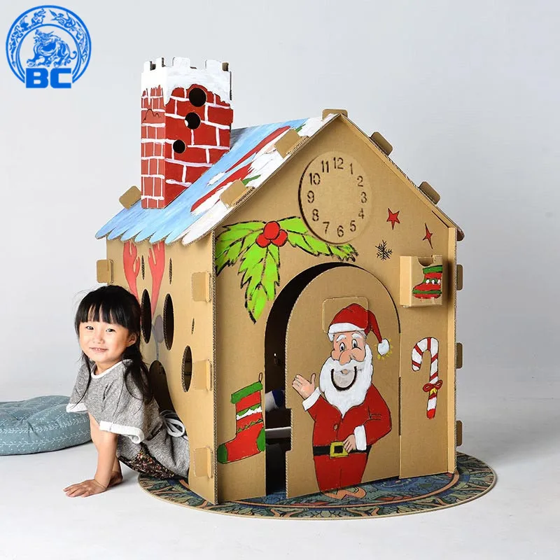 
Factory supplies interesting creative handmade art Cardboard house for kids DIY drawing 