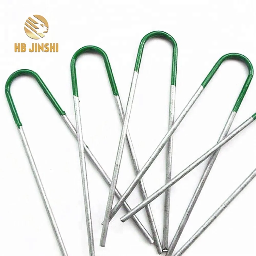 Half Green Artificial Grass Turf Galvanised U Pins Metal Peg Staples