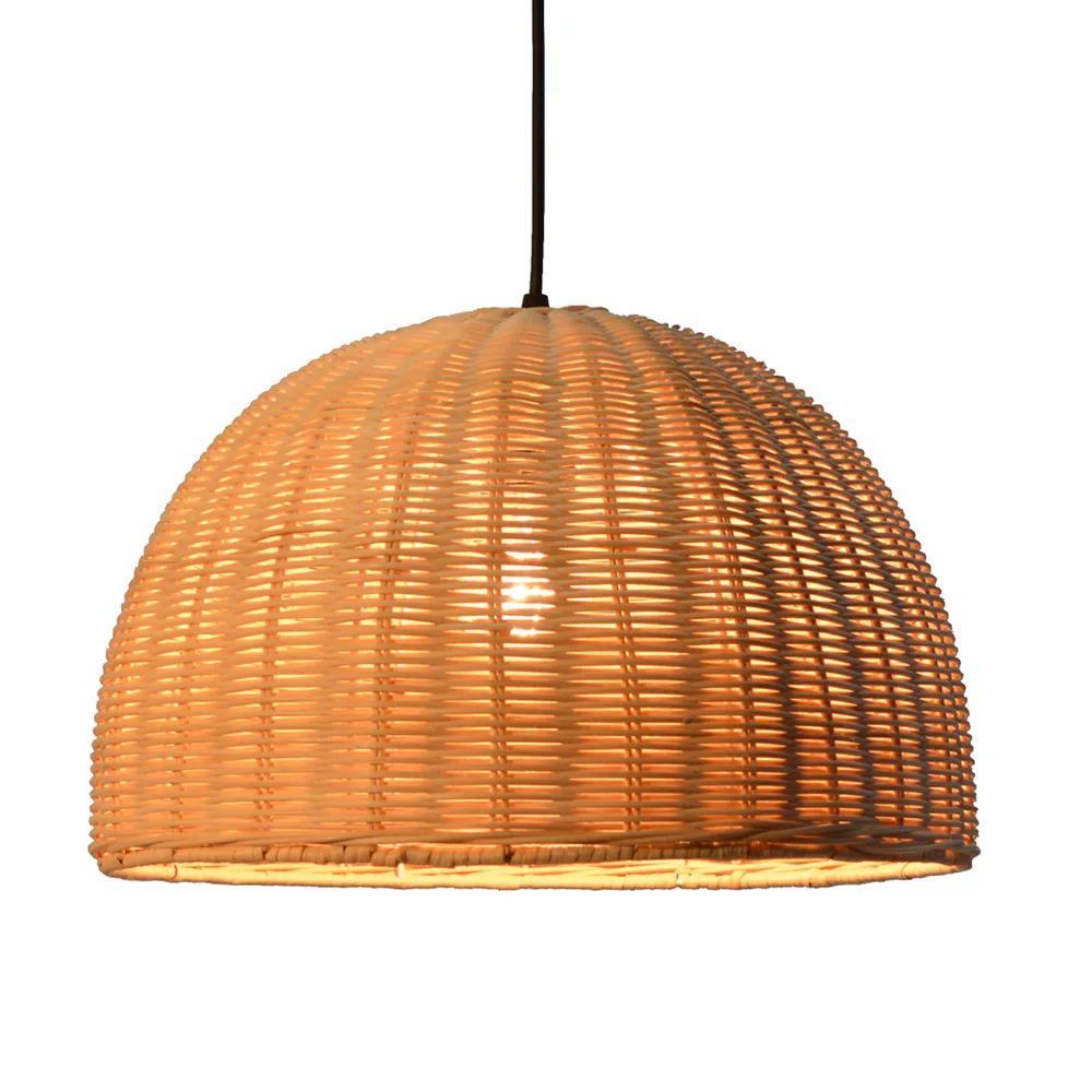 USA diy dome half moon yellow rattan bedroom decoration ceiling lampshade