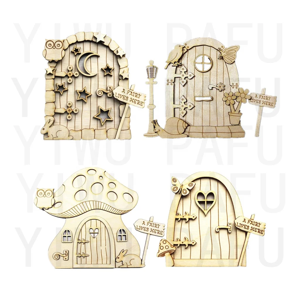 Elf Door Mini Wooden Fairy Door Fairy Garden Miniature Decoration Pack Fairy Door Garden House