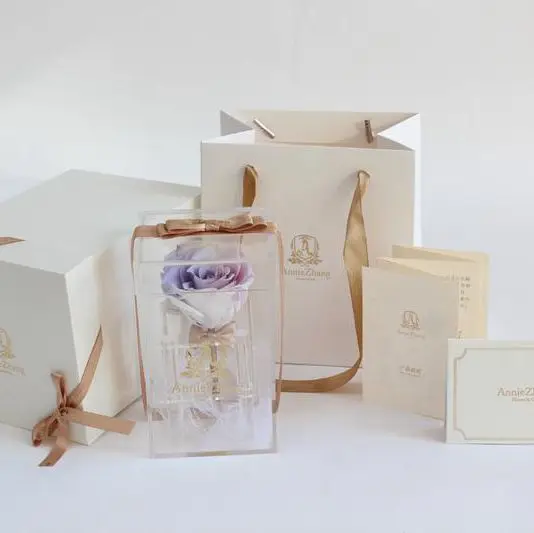 Подарок ко Дню Святого Валентина, прозрачные акриловые консервированные коробки для цветов, оптовые продажи, консервированные Замороженные цветы