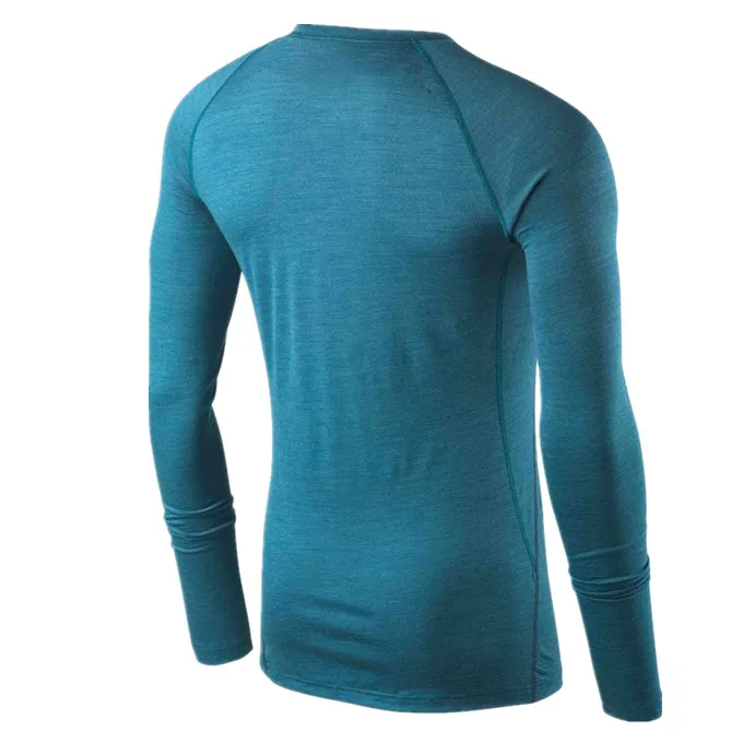 Мужские длинные кальсоны из мериносовой шерсти с длинным рукавом и круглым вырезом