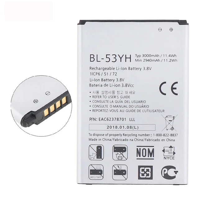 
mobile phone battery gb t18287-2000 3.7v li-ion for LG G3 BL-53YH phone battery 