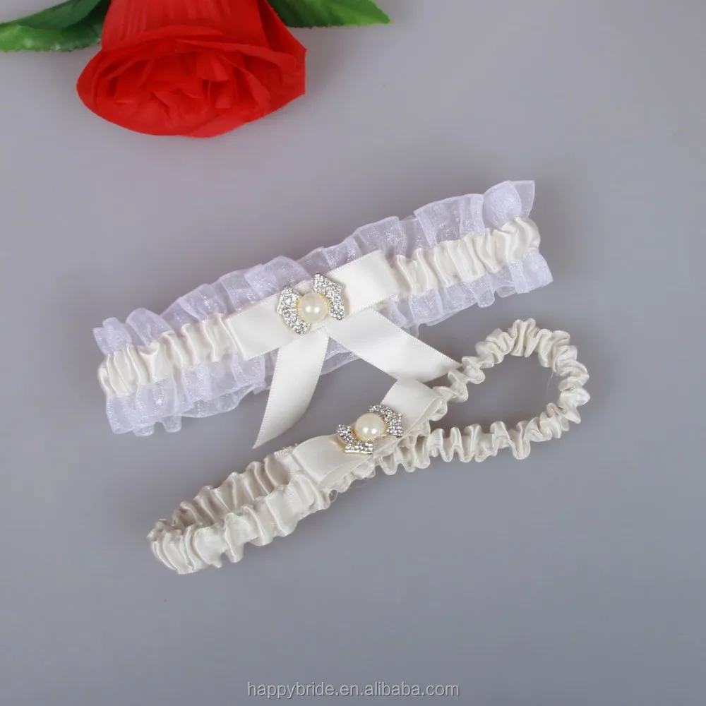 Factory cheap Handmade Silk Ribbon Wedding Leg Garter Belt HT0088