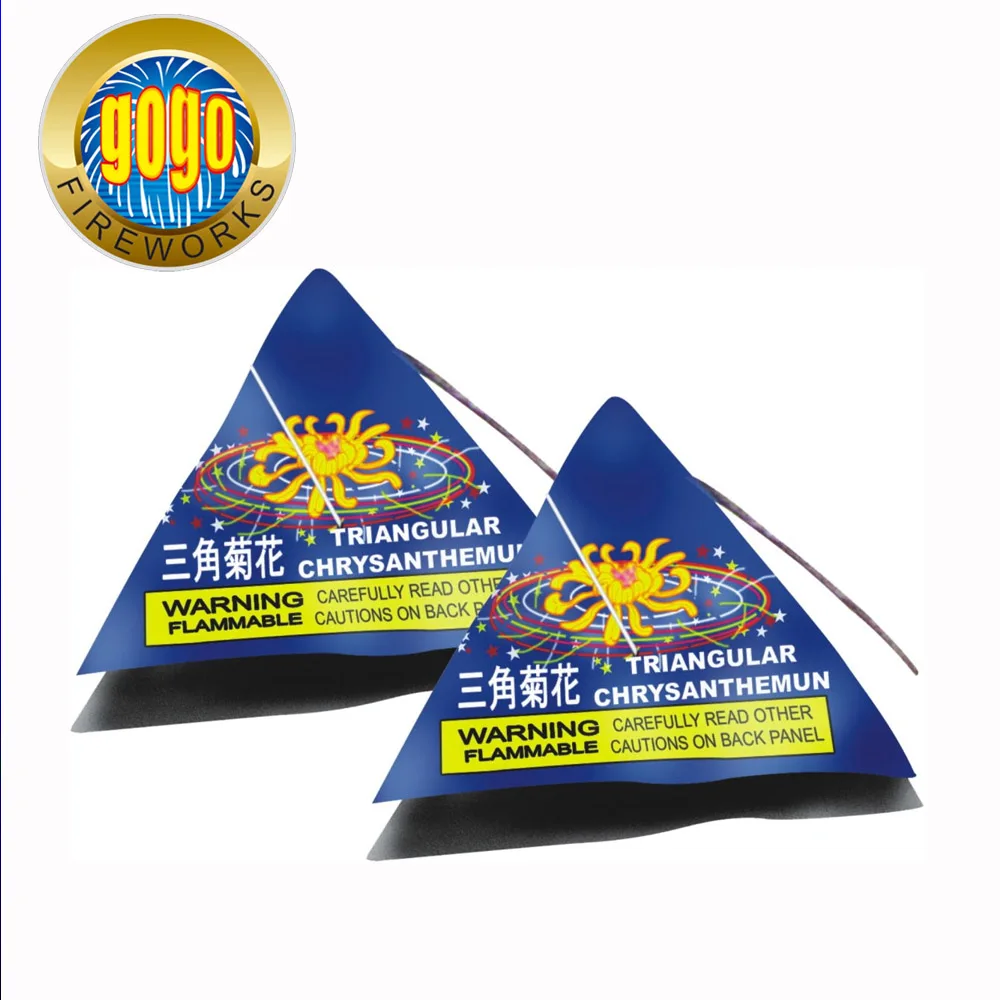 0946, треугольная игрушка-фейерверк с хризантемой, фабричные дешевые фейерверки, красивые треугольные фейерверки с цветными цветами, фейерверки
