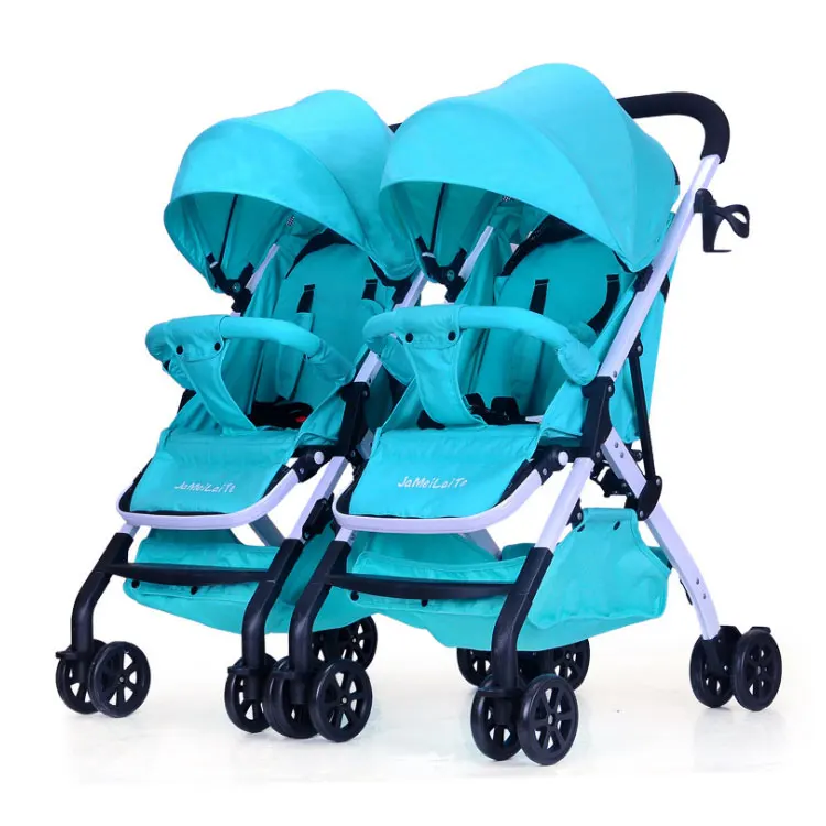 Shock absorb aluminum alloy frame flax double seats baby lightweight double strollers