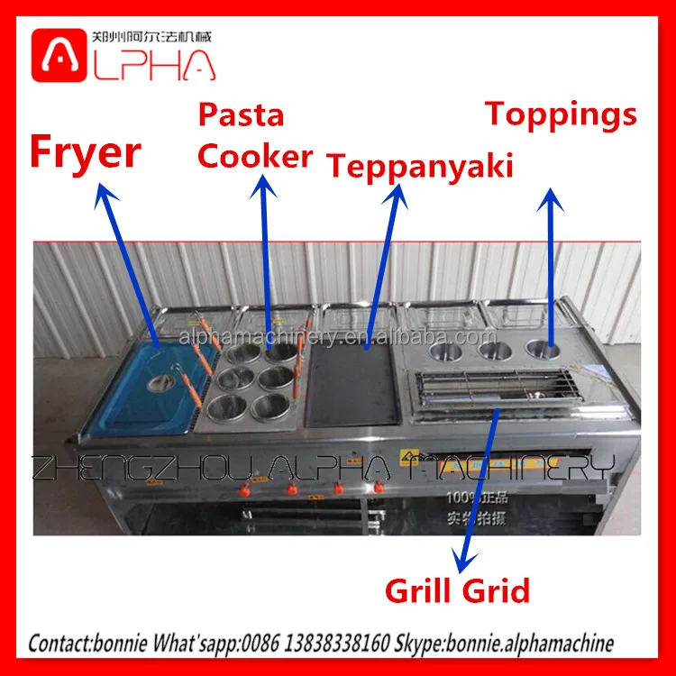 Hot Saling itemCommercial food truck mobile fryer food trolley cart for pasta cooker