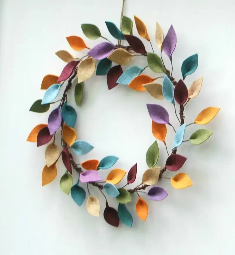 Thanksgiving Wreath Autumn Felt Leaf Wreath Simple Fall Leaf Wreath