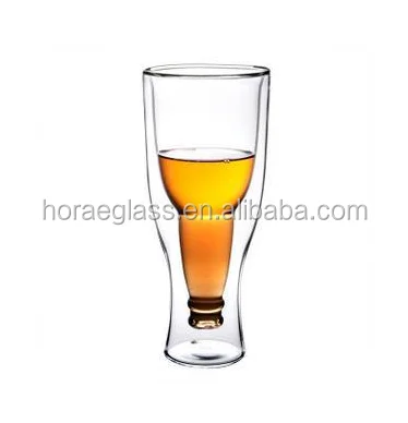 250ML Creative Beer Cup Durable Double Wall Glass Hop side Down Wholesale