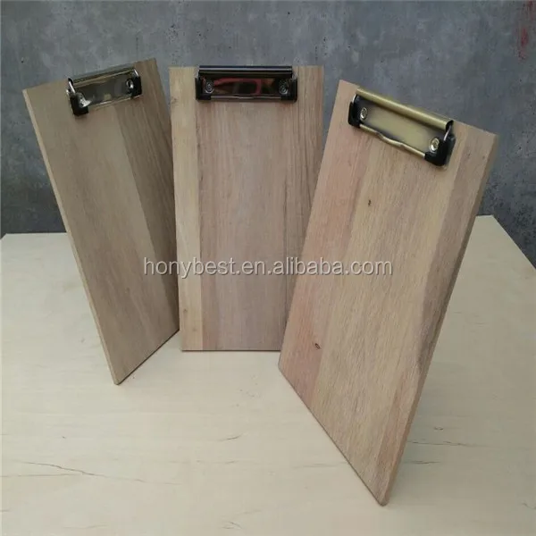 Wholesale Wooden Menu Holder Clipboard Check Presenter Custom Solid Wood Menu Board with Metal Clips / Stand For Restaurant Cafe