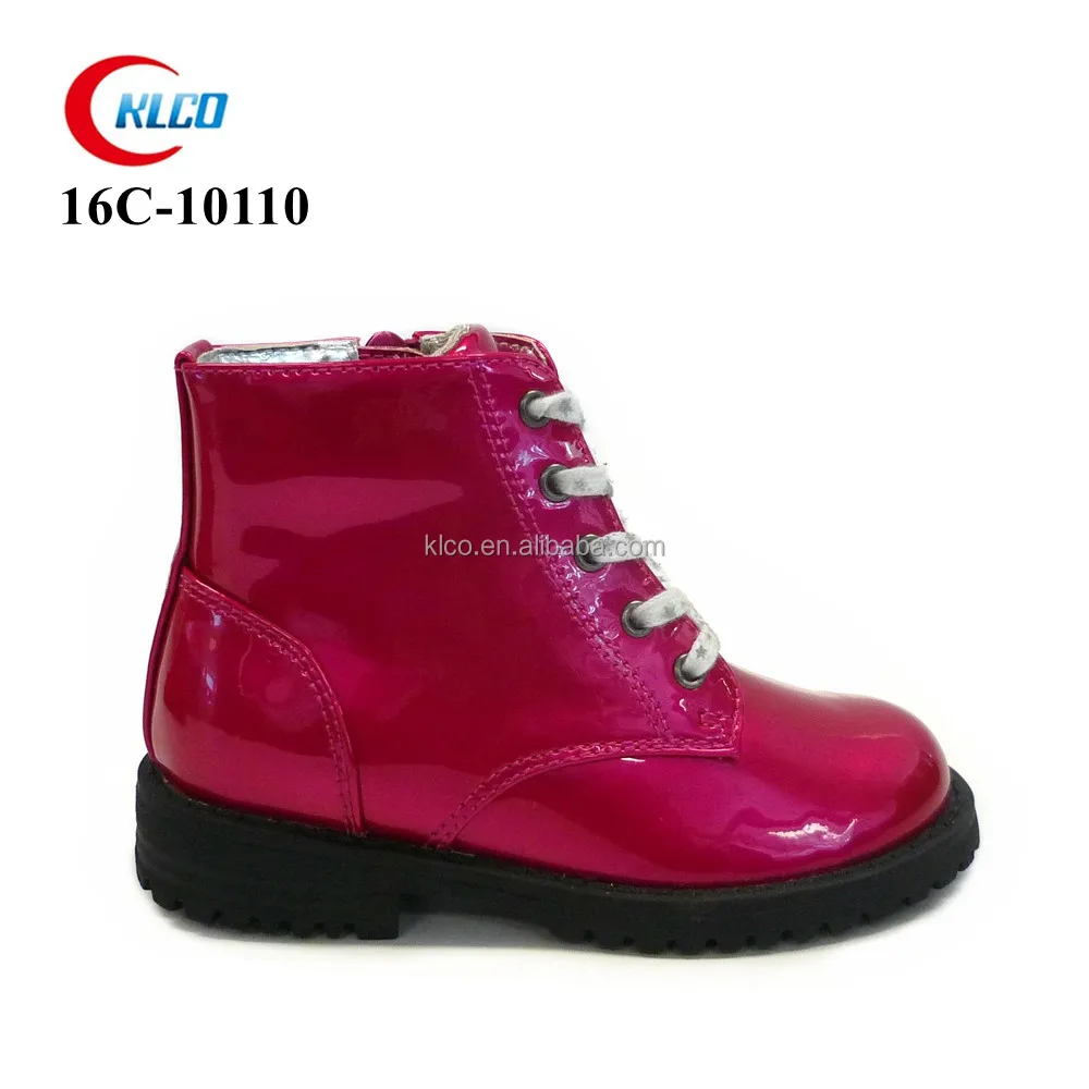 Оптовая продажа, детская обувь на плоской подошве из искусственной кожи, блестящие ботинки для девочек