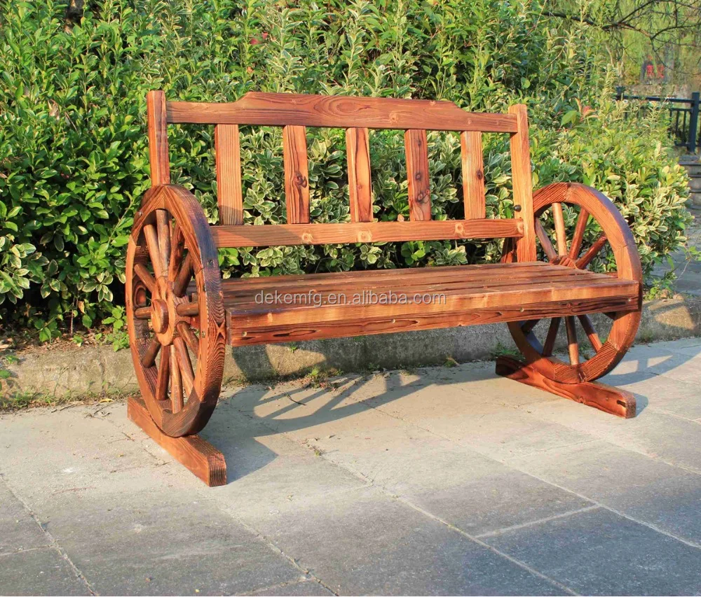 Garden Bench Patio Furniture Garden Wooden Wagon Wheel Bench
