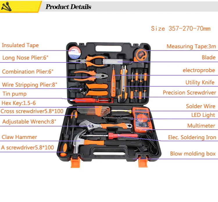 
30PCS Electrician bmc box Household function Home Repair Hardware Hand Practical Tools set Combination Suit Maintenance Tool kit 