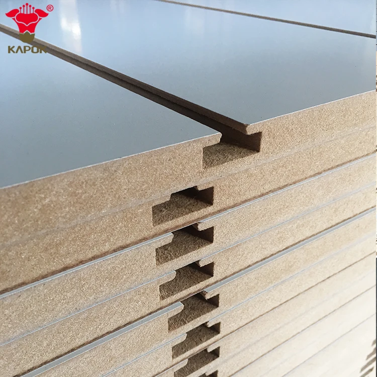 China 1220*2440*15mm melamine mdf slatwall with aluminium strip