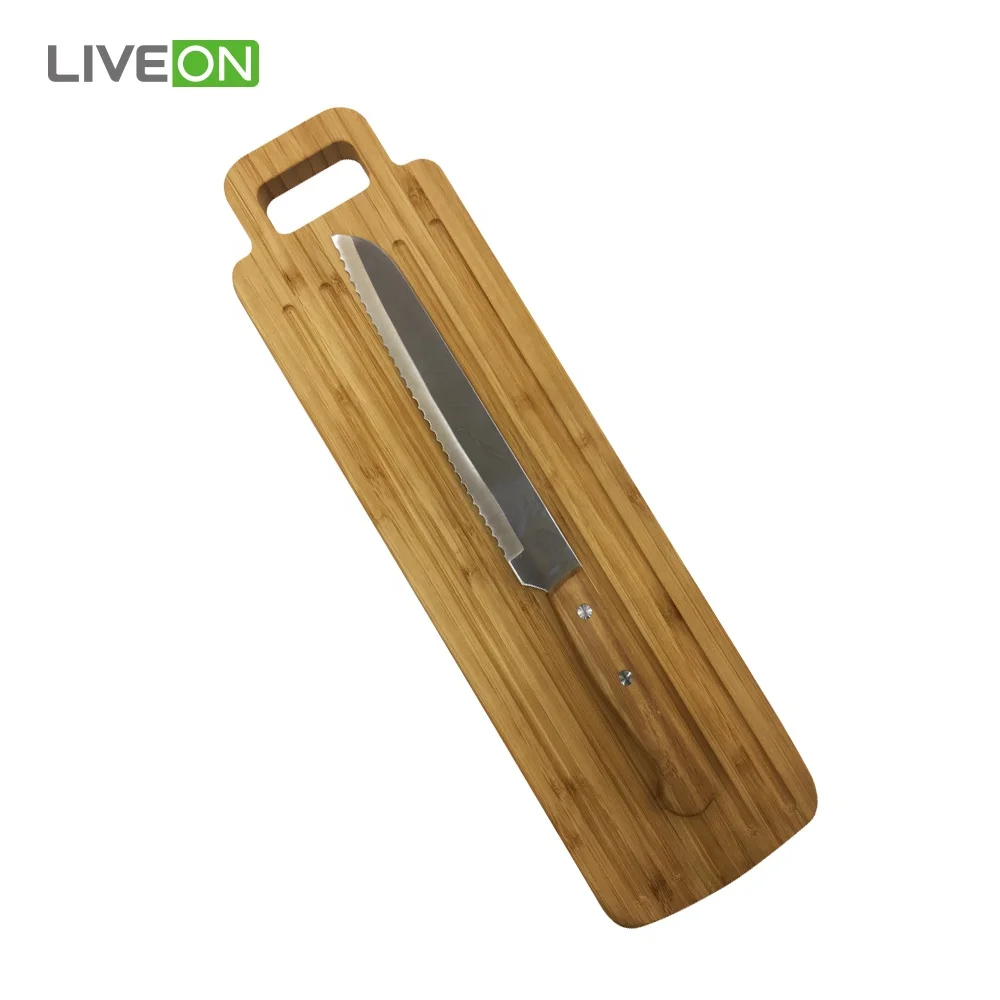 Bamboo Bread Cutting Board With Knife