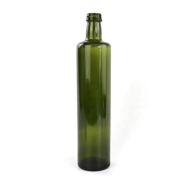 Factory wholesale 8 oz 16 oz 26 oz dark green glass olive oil vinegar round bottle for sunflower soybean corn