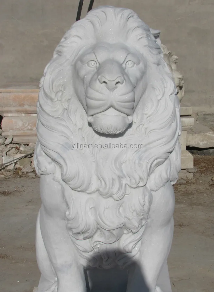 White Marble Sitting Lion Statues For Sale (YL-D315)