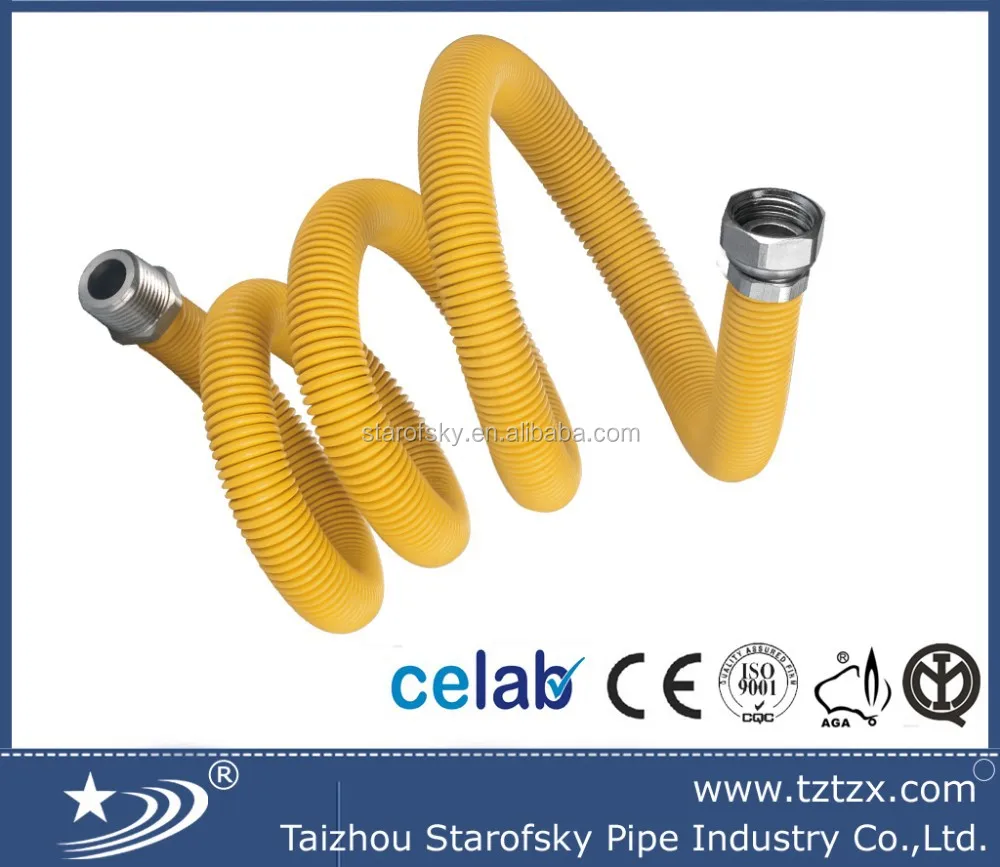 
Good quality!ISO CE half inch extensible plumbing stainless steel flexible gas and water hoses with PE/PVC coated 