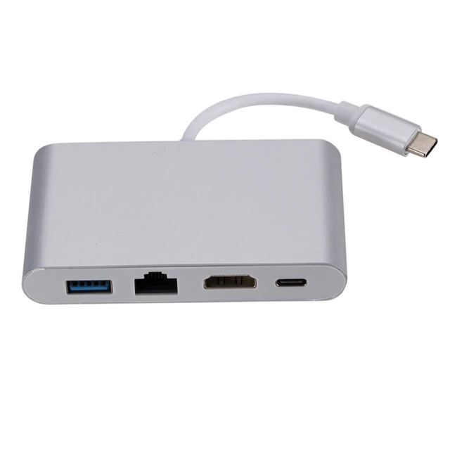 Portable 4 In1 4K/2K RJ45 type c usb hub  PD Charger Converter Lan Adapter External USB-C Type-C Network Card USB Ethernet