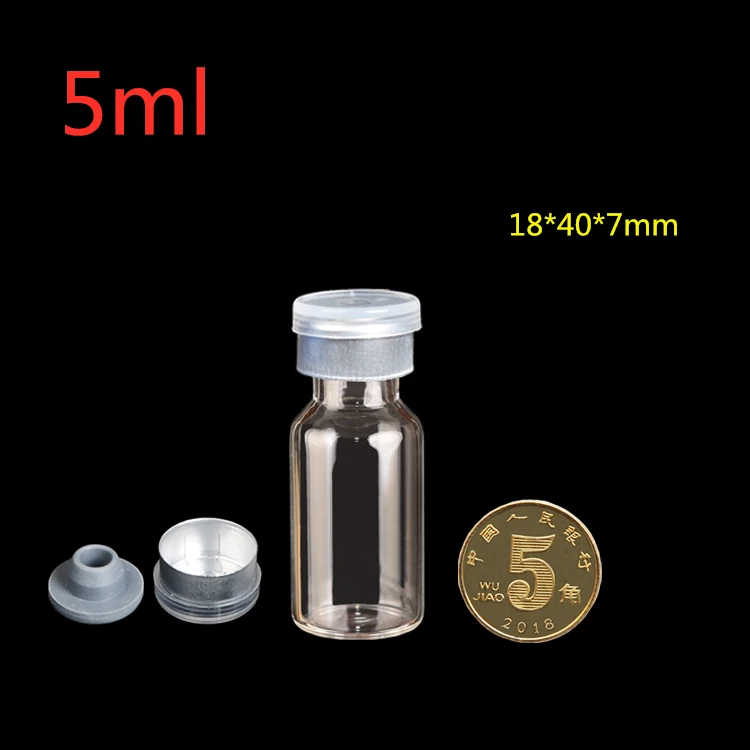 2ml 5ml Clear Vials Butyl Rubber Stopper medicine liquid Vials Laboratory bottle Mini Glass bottles