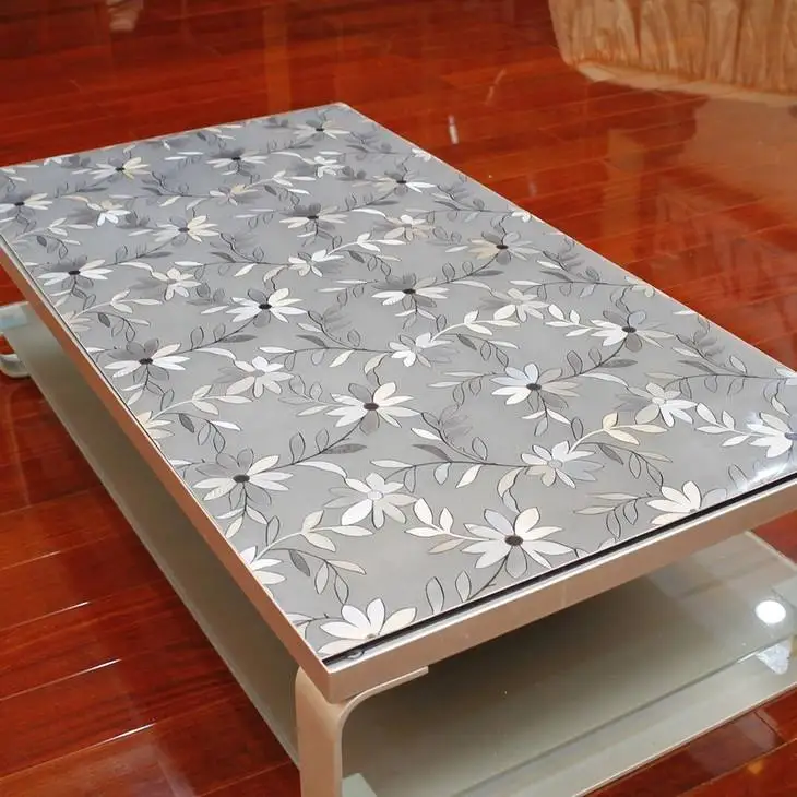 Transparent clear pvc table cover embossed plastic vinyl tablecloth