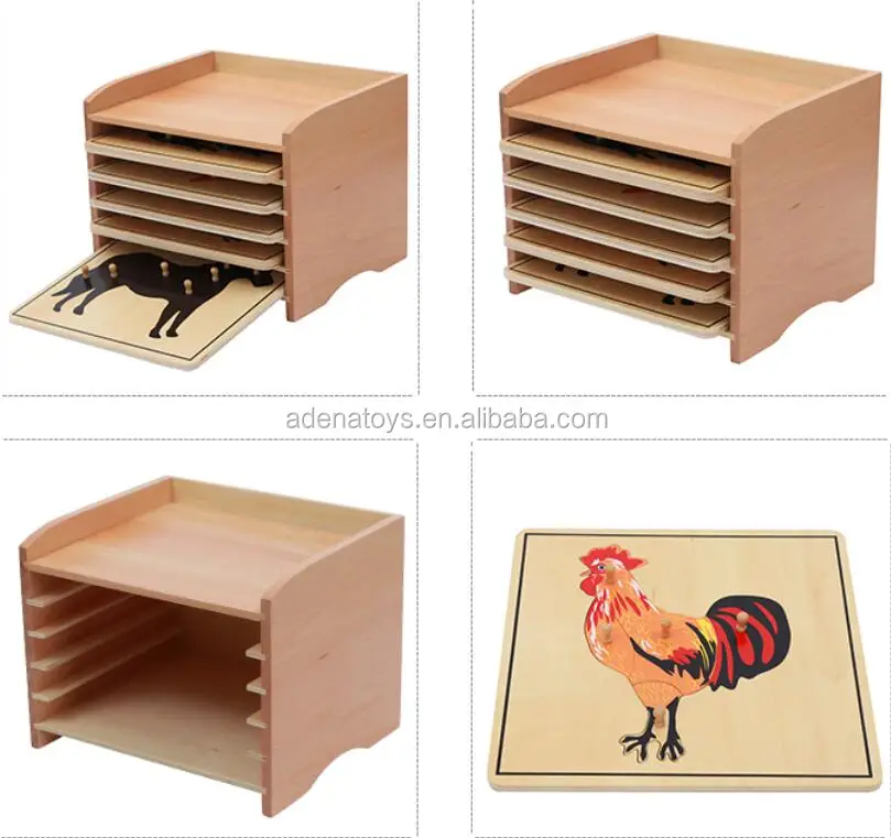 Материалы по методу Монтессори в Китае: игрушки Монтессори B003, пазл-шкаф с животными, включает 5 пазлов, обучающие игрушки для детей