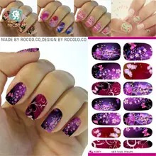 K5671 mais recente transferência de água prego folha de adesivo Art Sexy paquera roxo brilho flores Nail Wraps Sticker decalques Manicure