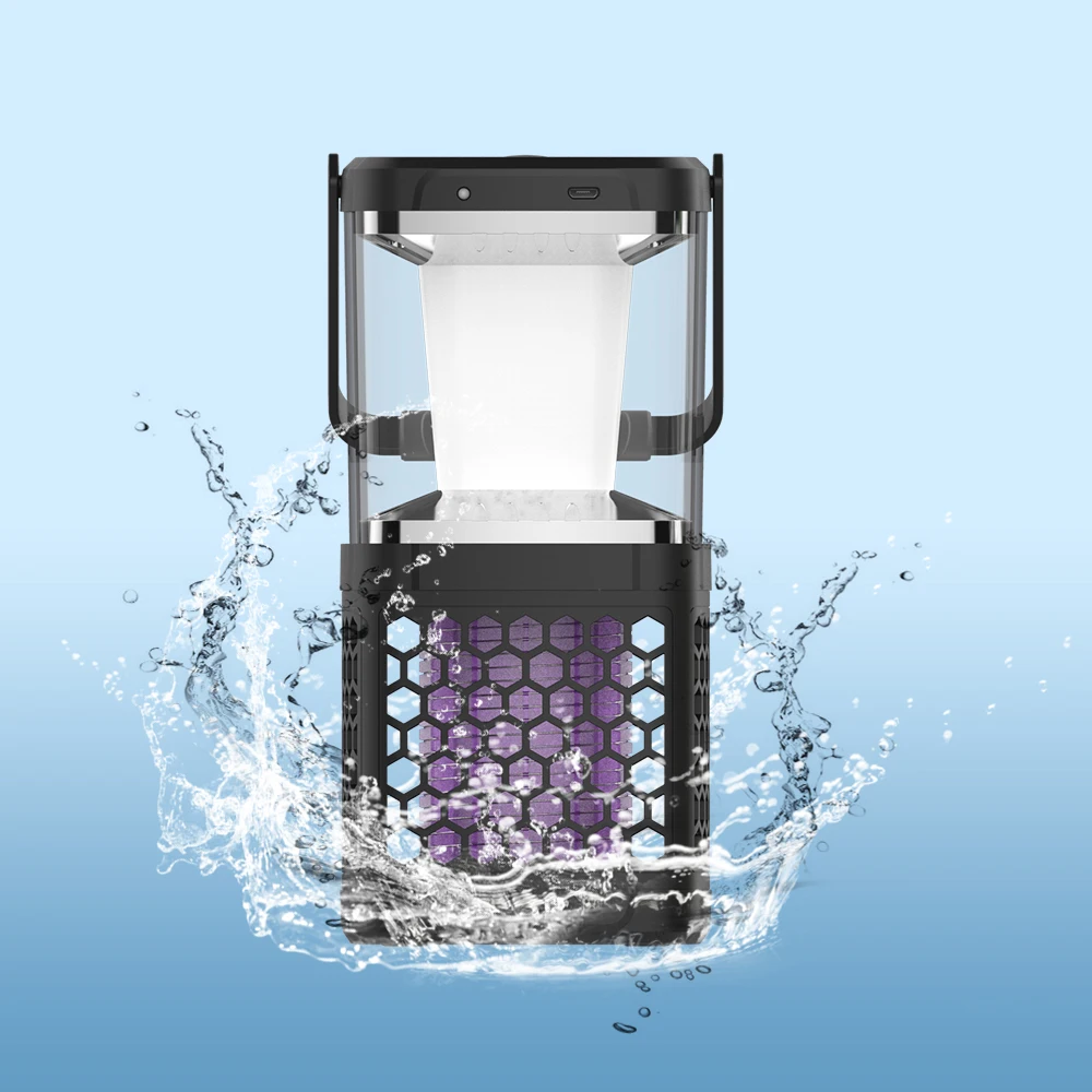 2021 New 5W Outdoor And Indoor Solar Panel LED Camping  With Lighting And Bule Light USB Rechargeable Mosquito Killer Lamp