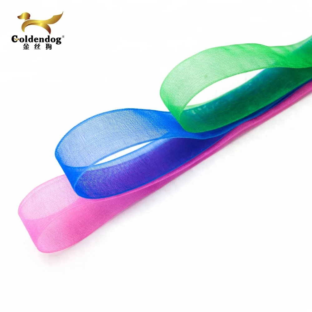 Cheap factory selling sheer ribbon wholesale rainbow organza ribbon