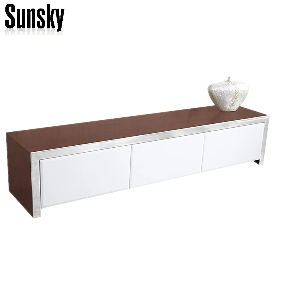 
 Высокий глянцевый белый и американский ореховый ТВ-стенд, ТВ-стол SK1314F  