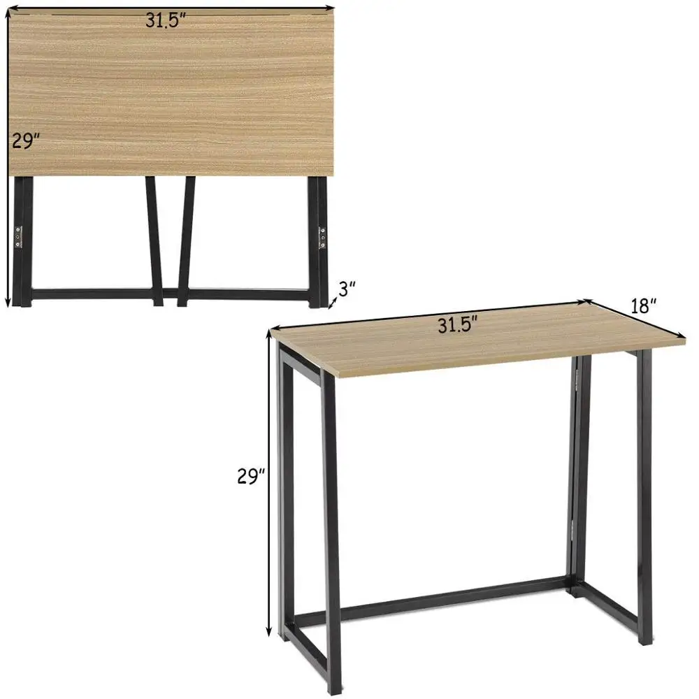 Folding Table, Small Foldable Computer Desk, Home Office Laptop Table Writing Desk for Small Space