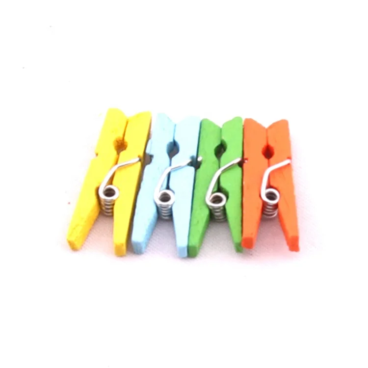 Eco-Friendly Color 2.5 cm Spring Clothespin Wood Clips For Home Decoration
