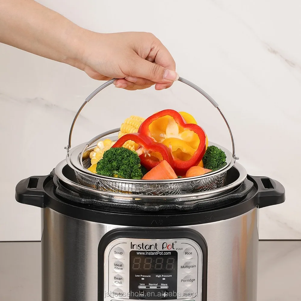 Steamer Basket for Pot Accessories 6/8 qt, 18/8 Stainless Steel Mesh Strainer Basket for Vegetables, Eggs JS-B002V