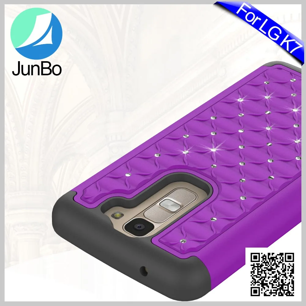 Hybrid PC Silicone Shell Case for LG K7, Diamod Bling Combo Mobile Phone Case