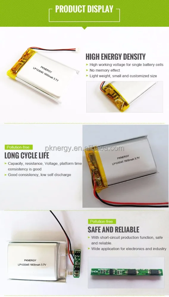PKNERGY 103045 lipo 3.7v 1800mah 2000mah 3.7v lithium polymer battery with protection for health care device
