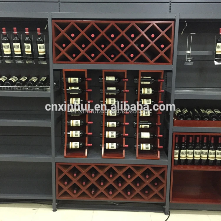 2016 High-quality Shelves Wooden Wine Glass Showcase Display Cabinet Rack Stands for Wine Shop
