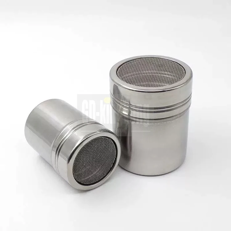 Stainless steel powder bottles sprinkle extinguishers tank gauze bucket cocoa cinnamon dusting cans for latte art Barista