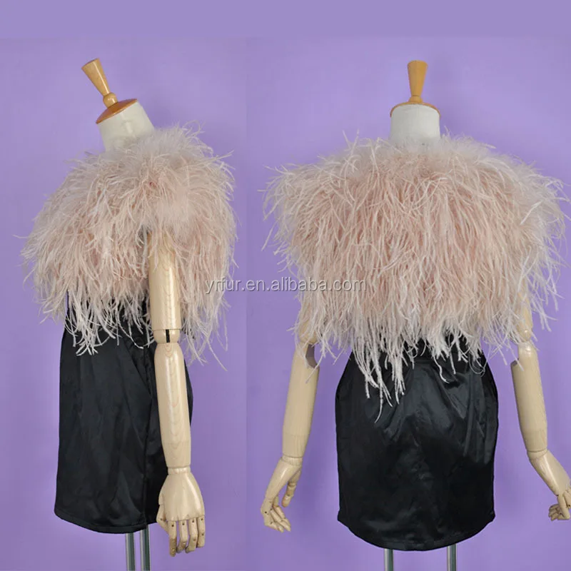 YR477A New Arrival Wedding Bridal Ostrich Vest Shrug