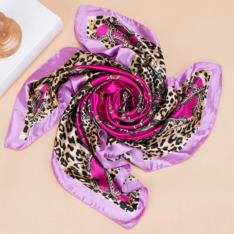 90cm*90cm hijab scar Silk Square classical Scarf Women Fashion High Quality Imitated Silk Satin flower printing Scarves Shawl