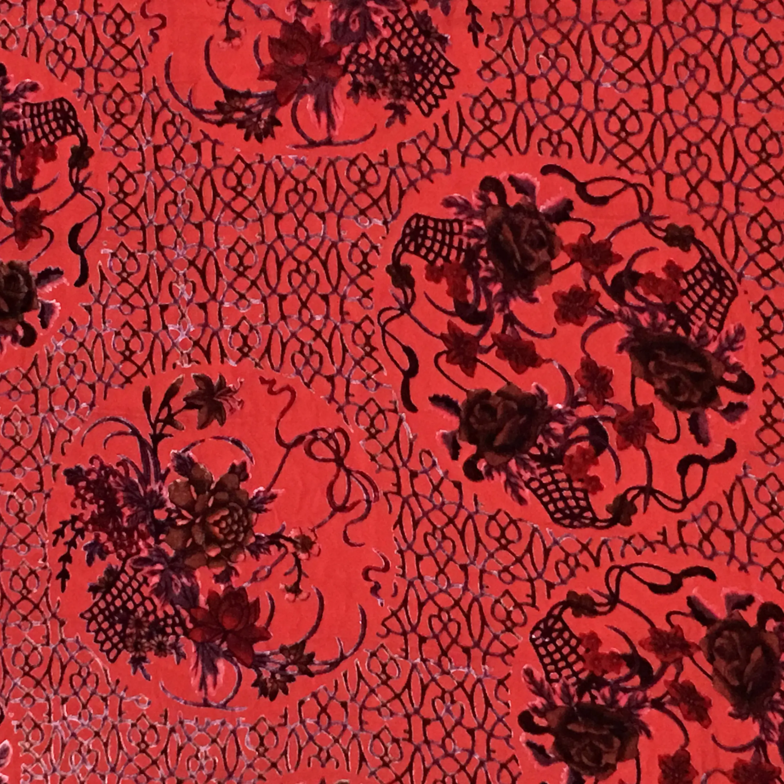 Plain dyed burnout silk velvet fabric