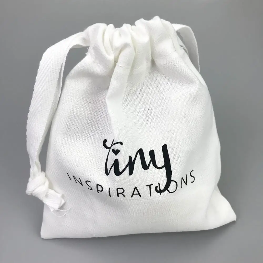 Light weight cotton custom logo jewelry gift packaging drawstring bags