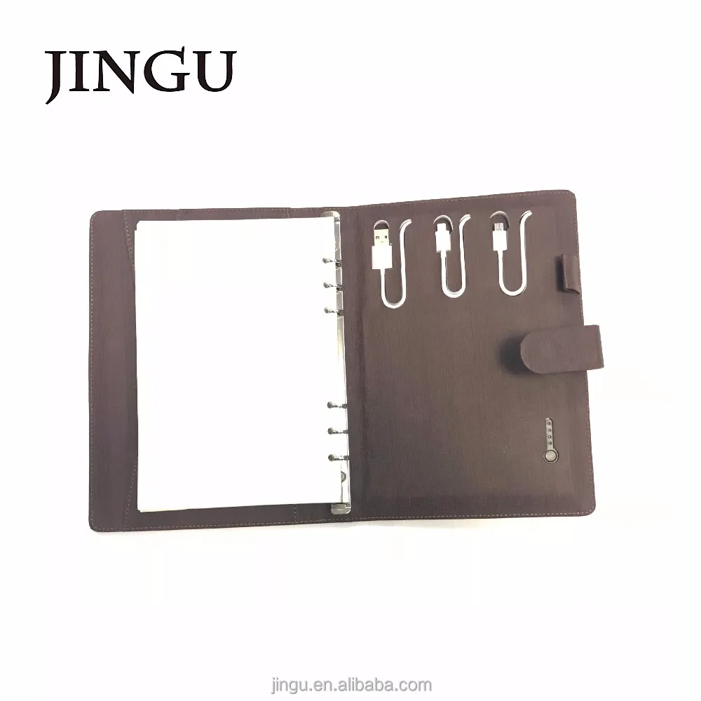 
2021 uptodate business gift custom A5 organiser planner wireless charger power bank diary notebook with USB 