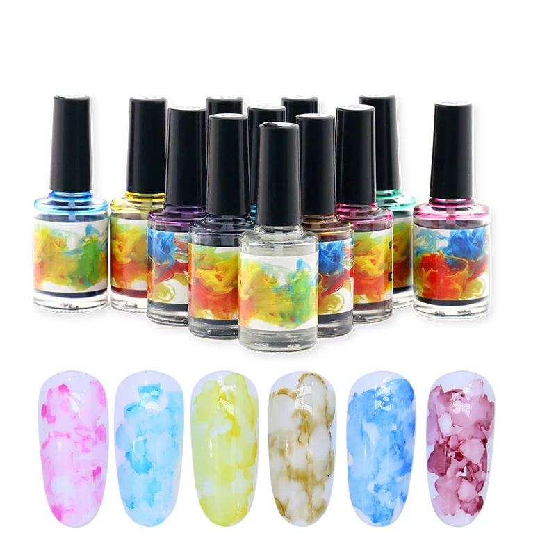 15 мл акварельные чернила для дизайна ногтей лак для ногтей Цветущий мраморный эффект жидкий градиент