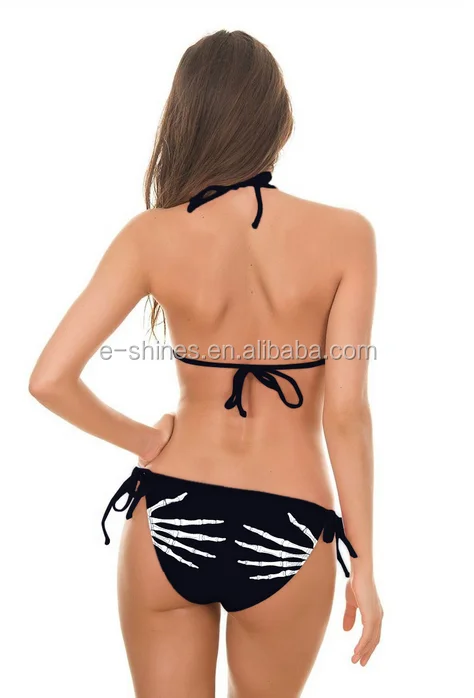 2017 self tie fastening back hot sale women sexy swimwear stretch swimming fabric plain mature women custom made bikini